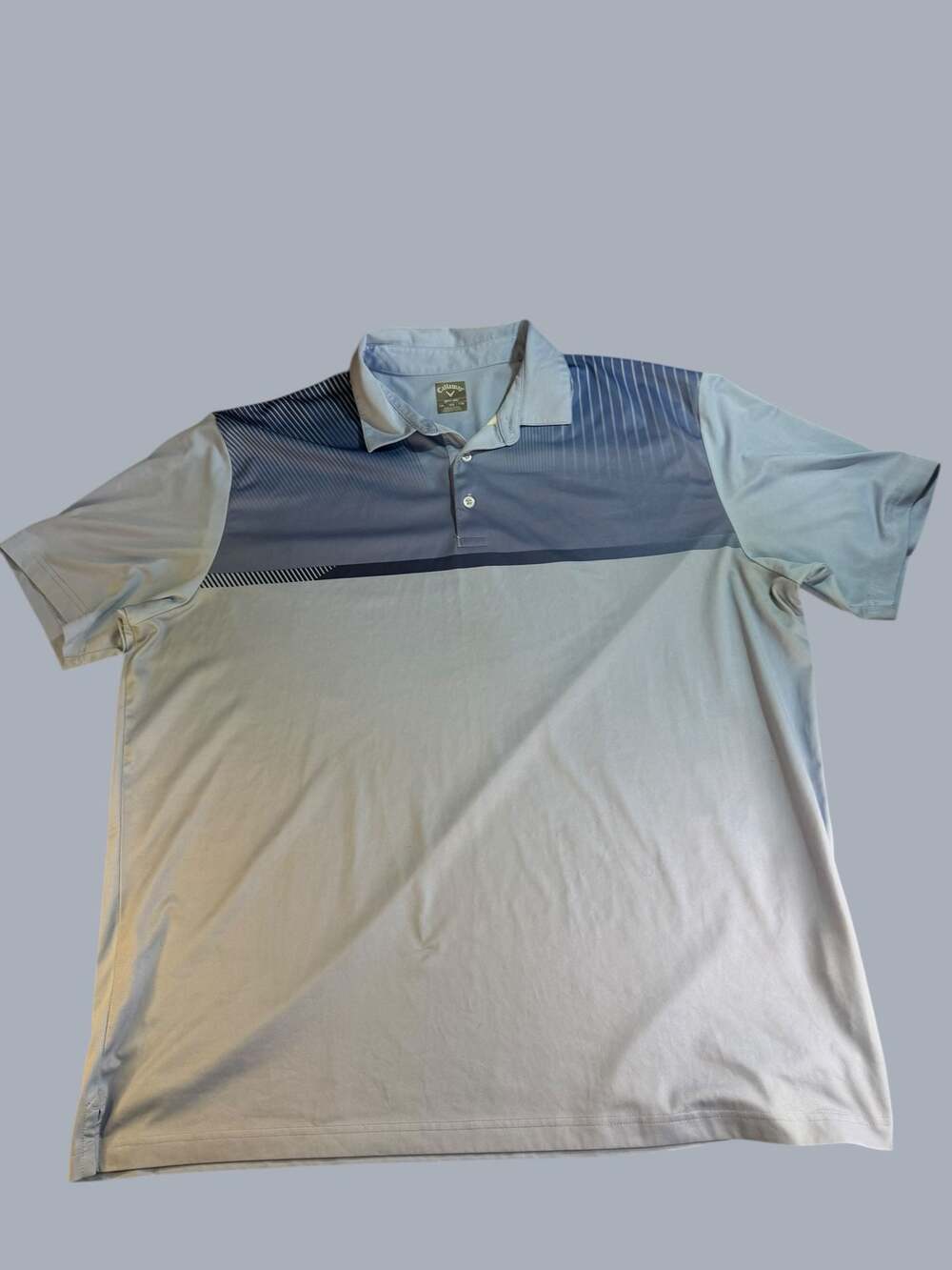 Callaway Opti-Dri Men's XXL Blue Colorblock Striped Performance Golf Polo Shirt